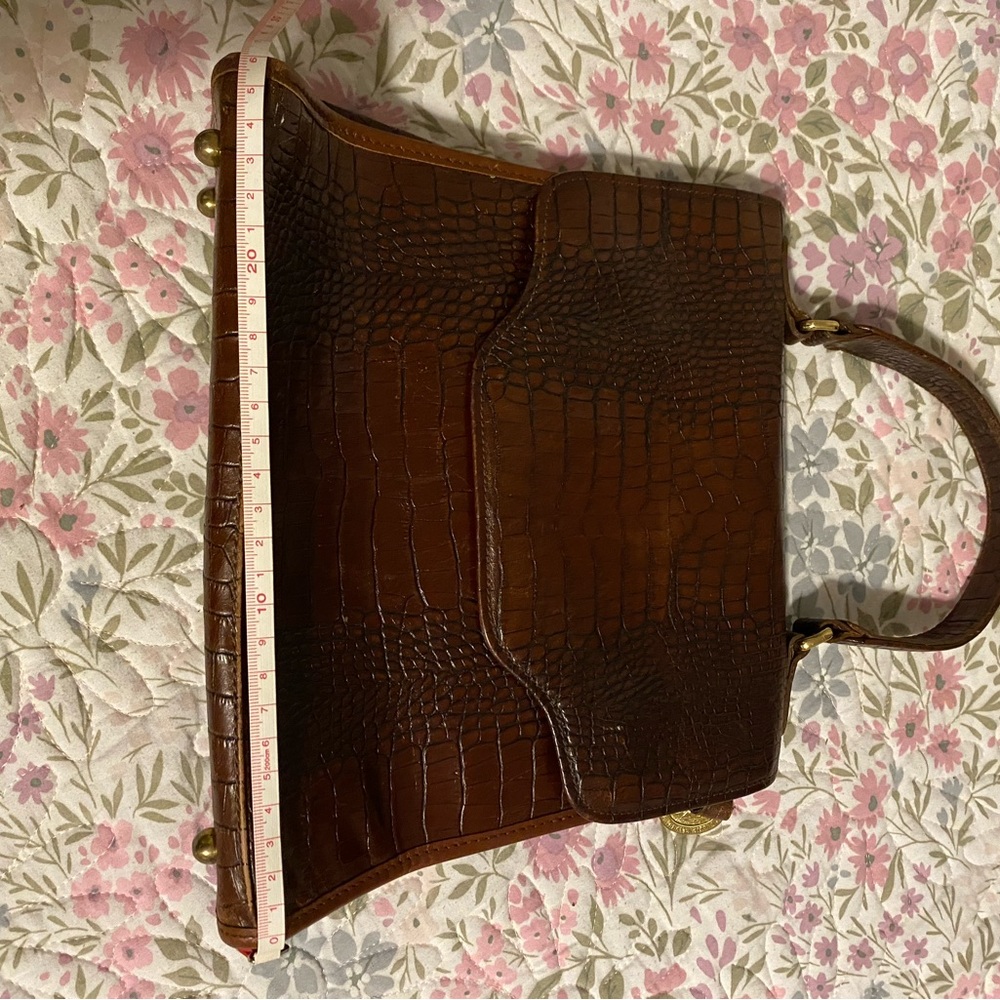 Brahmin Brown Croc-Embossed Satchel - Picture 3 of 12
